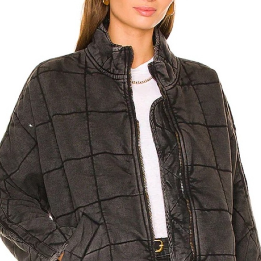 Free People Dolman Quilted Knit Jacket grey medium